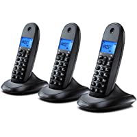Los mejores  - Motorola C1003LB+ Trio Teléfono Fijo DECT inalámbrico Trio - Color Negro - Pantalla LCD- 50 contactos- Modo Eco - 3…